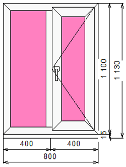 Пластиковое окно 1100 х 800 ТермА Эко