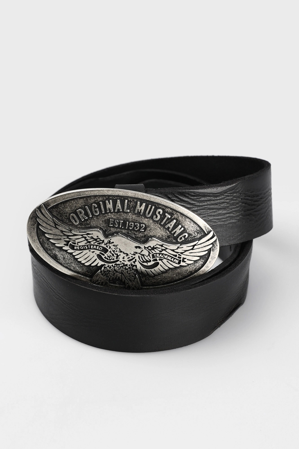 Ремень взрослый MUSTANG Leather belt in 40 mm with buckle in polished silver