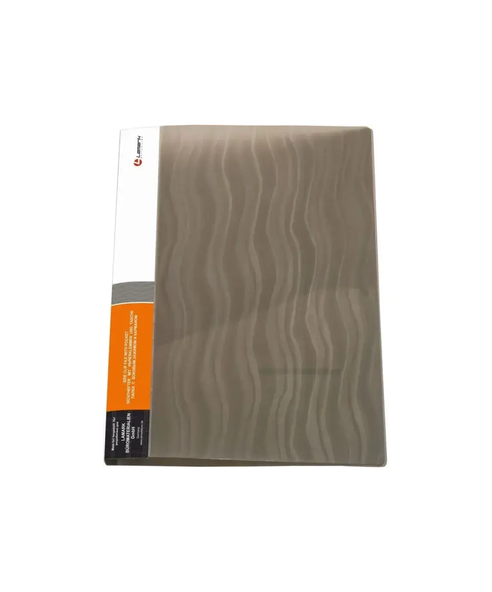 Папка с бок.зажимом 20мм Lamark 0,65 Волна полупрозрачная серая CF0044-WGR