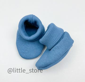 Пинетки "Simple" из футера с начесом, Синий лед