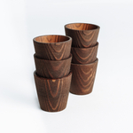 Набор деревянных текстурированных рюмок (стопок) из древесины сосны. R16