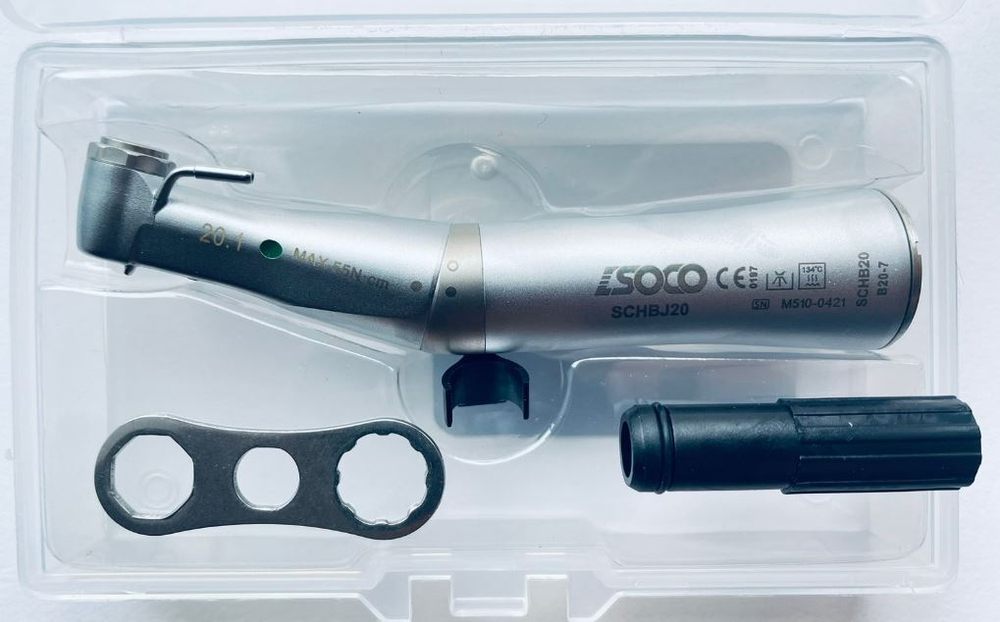 Понижающий угловой наконечник для имплантологии с фиброоптикой Soco B20-7 (20:1)