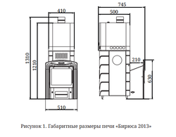 Банная печь Бирюса 2013 Carbon Витра ЗК антрацит размеры