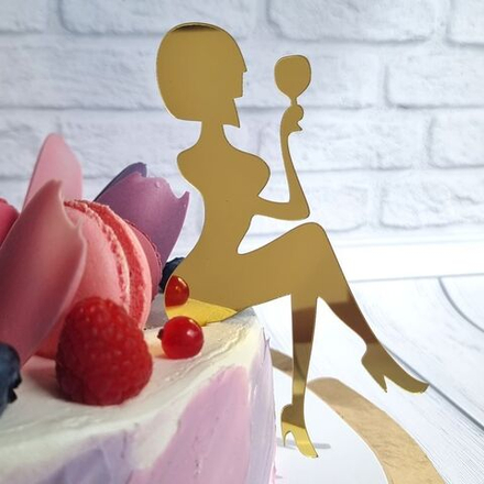 Топпер «Силуэт» девушка с бокалом, золотой