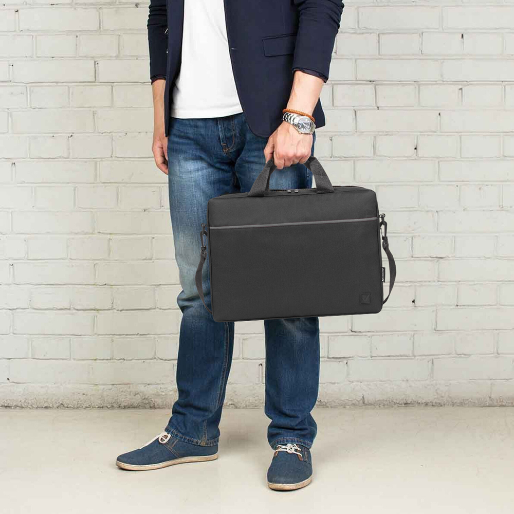 Сумка портфель BRAUBERG PRACTICAL с отделением для ноутбука 15 6" Grey line черная 29х40х7 см