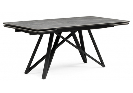 Керамический стол Woodville Вилсон 160(220)х89 серый мрамор larka grey, черный, ножки черные