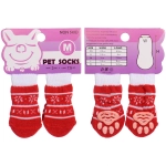 Носочки для животных «LAPUSIK», принт олененок, цвет красный, размер m, 3см