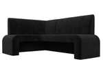 Диван кухонный угловой Кармен левый угол, Черный, Велюр, 126133L