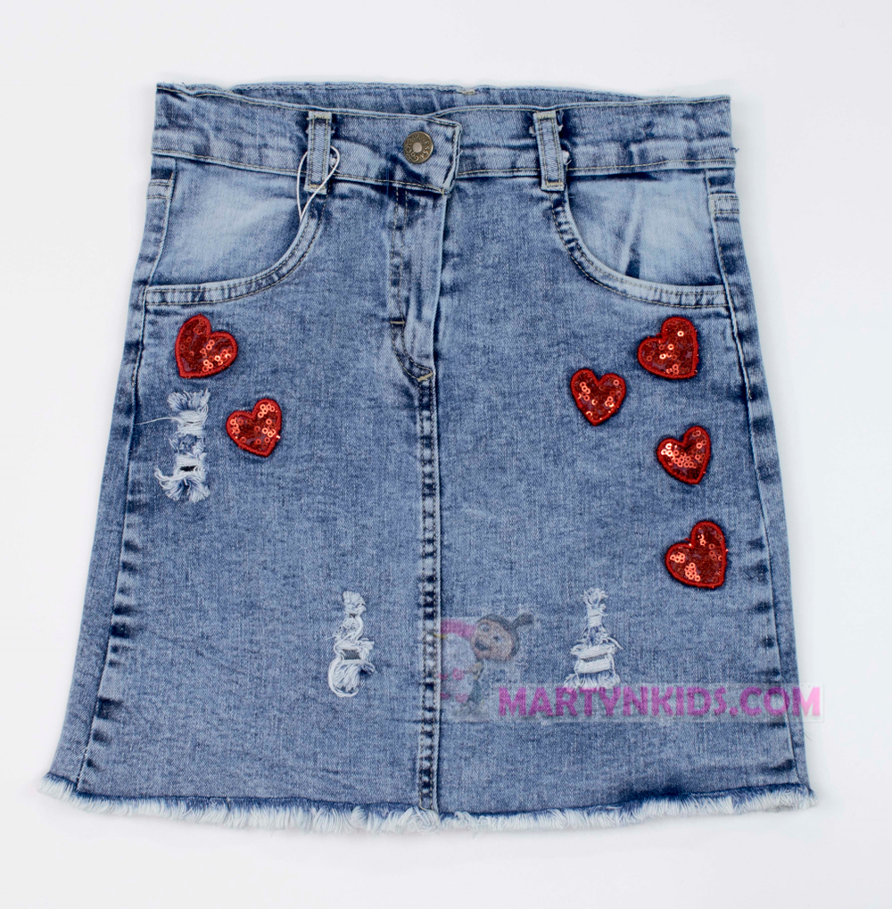юбка джинс Сердечки 3250