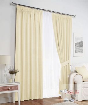 XL-Комплект штор Палермо (кремовый) и вуаль (белый)