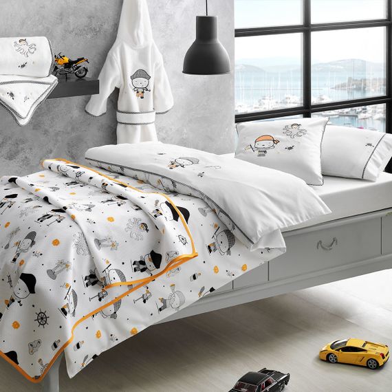 НАБОР Детское постельное белье PIRATES с вышивкой и  пледом ПИКЕ deluxe TIVOLYO HOME Турция