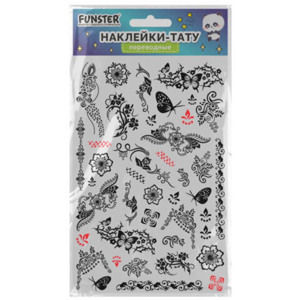 Наклейки-тату переводные "Ассорти", 29х15,5 см, ассорти 12 видов, FUNSTER (ФАНСТЕР), 666106