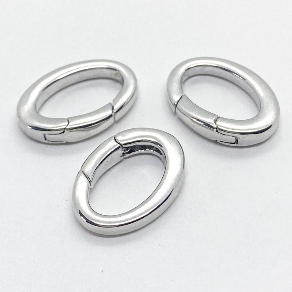 Замок-кольцо, цвет серебро (родий), размер 18*13 мм, цена за 1 шт