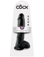 Реалистичный чёрный фаллоимитатор-гигант 10" Cock with Balls - 25,4 см.