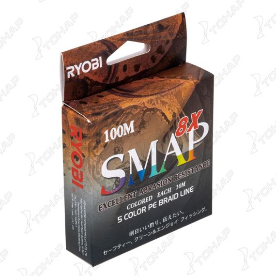 Шнур SMAP PE8X-100M 0.8# Multi Colour 0,148мм Ryobi