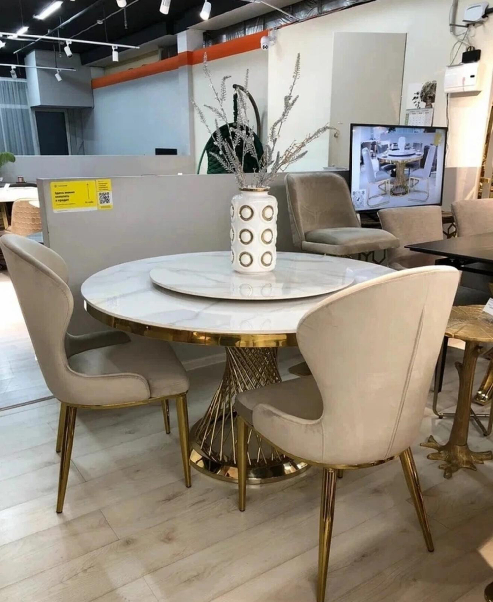 Стол обеденный Ist Casa Мелоди, 130х130х75 см, белый мрамор