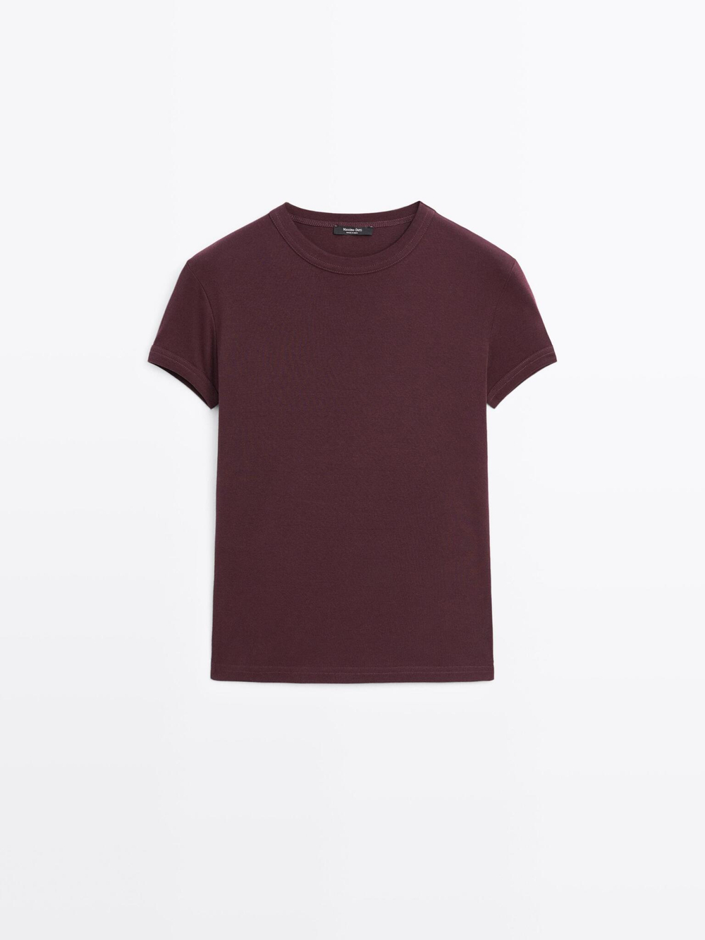 Massimo Dutti Футболка с коротким рукавом из 100% хлопка, бордо