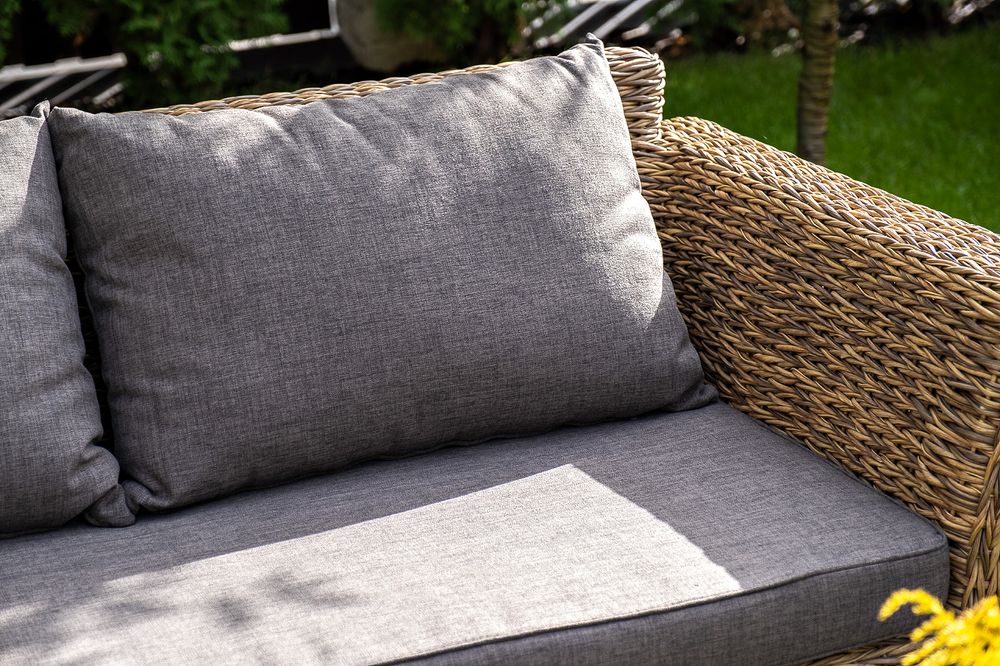 "Капучино" диван из искусственного ротанга (гиацинт) двухместный, цвет соломенный