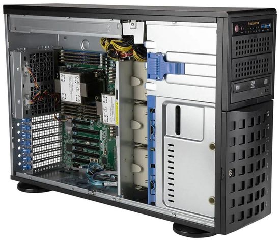 Сервер Supermicro SuperServer 740P-TRT без процессора/без ОЗУ/без накопителей/количество отсеков 3.5" hot swap: 8/2 x 1200 Вт/LAN 10 Гбит/c