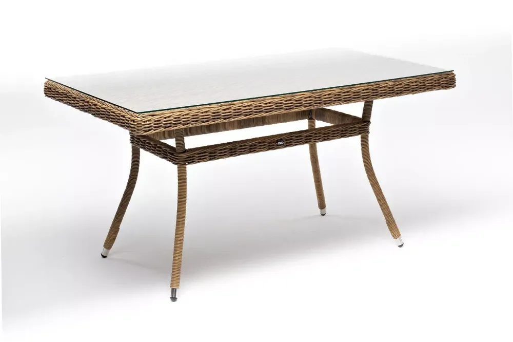 "Латте" плетеный стол из искусственного ротанга 140х80см, цвет соломенный, высота 65 см