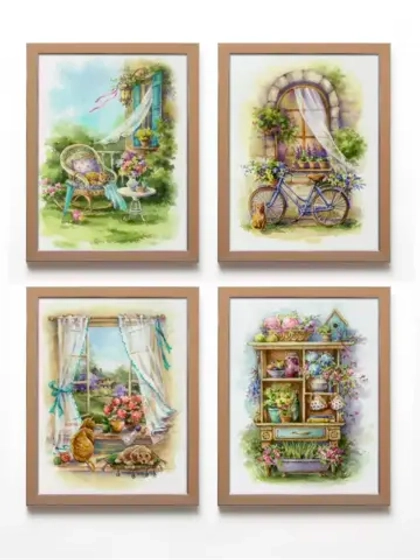 Картина на стену интерьерная на холсте 4 шт, 22*28 см