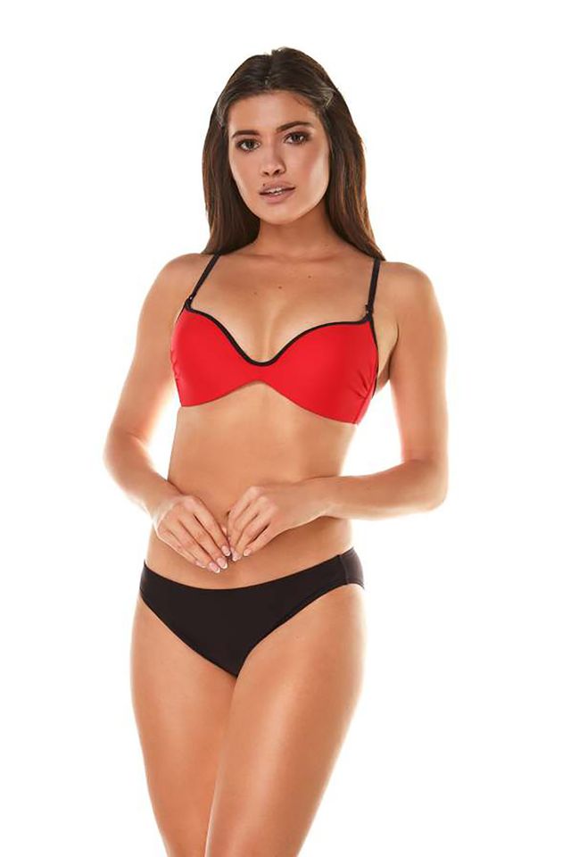 Раздельный купальник A.8066_486 с красным верхом