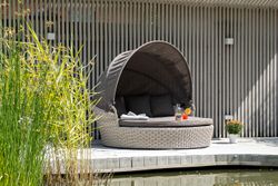 "Стильяно" плетеная кровать круглая, цвет бежевый