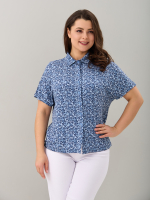 Блузка БЛв-182/голубойтуман-индигоцветы