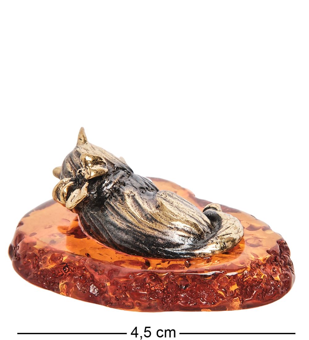 Народные промыслы AM-1038 Фигурка «Кот с любовью-2» (латунь, янтарь)