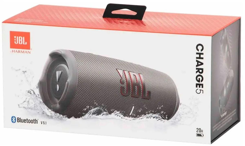 Колонка портативная JBL Charge 5, 40Вт, серый [jblcharge5gry]