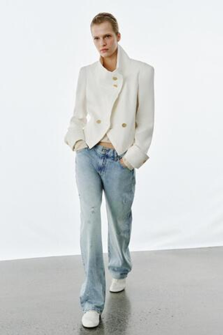 ZARA ДЖИНСЫ RELAXED STRAIGHT С НИЗКОЙ ПОСАДКОЙ — ZW COLLECTION, СИНИЙ