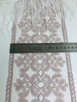 Тесьма сетка с вышивкой, беж/пудровый,14см
