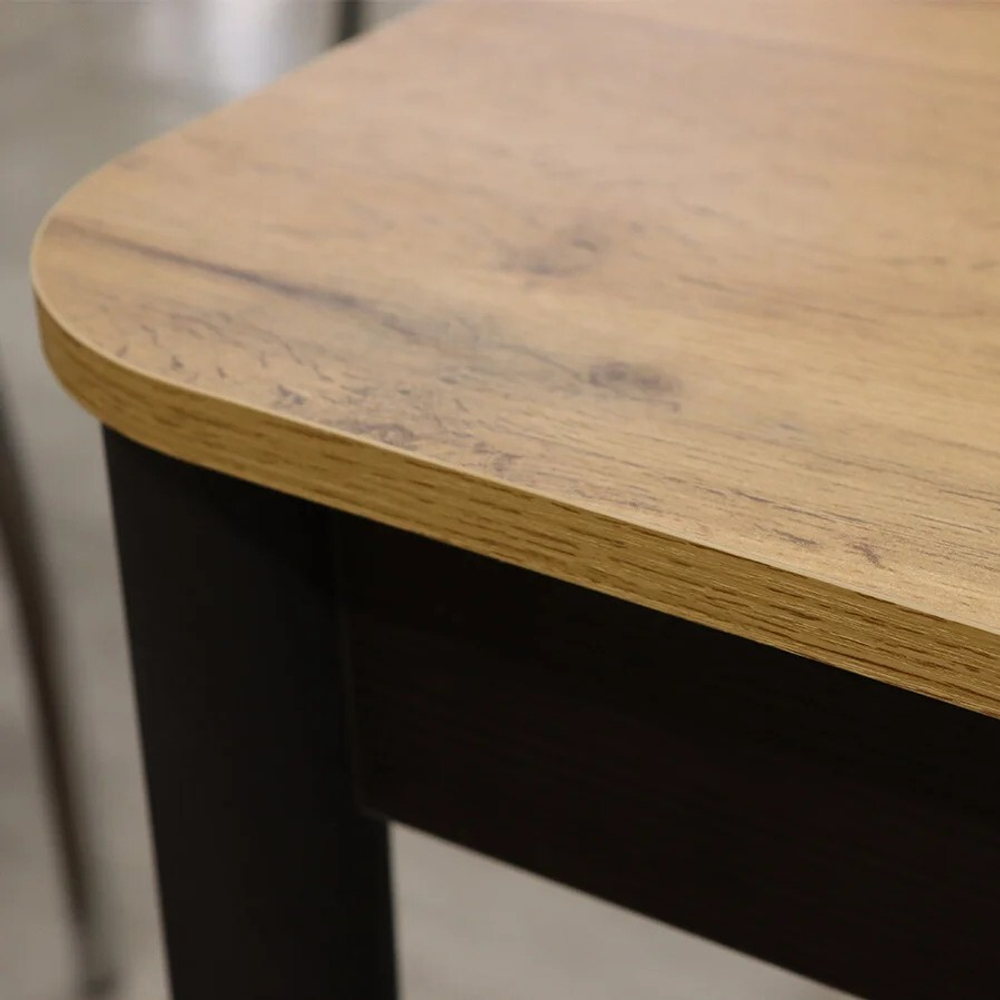 Стол Беседа раздвижной В1, ЛДСП (980*580*300) Дуб Вотан, КРОМКА: дуб вотан / черный/ЛДСП Бодега тем