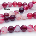 Агат тонированный бусины, цвет фуксия, диаметр около 8,1-8,3 мм, цена за нить 38 см