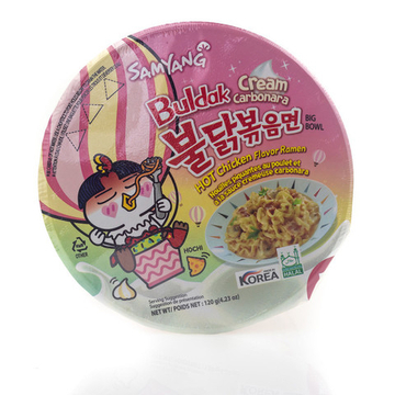 Лапша "Hot Chicken big bowl" со вкусом острой курицы в соусе кремовая карбонара 120 гр, Южная Корея