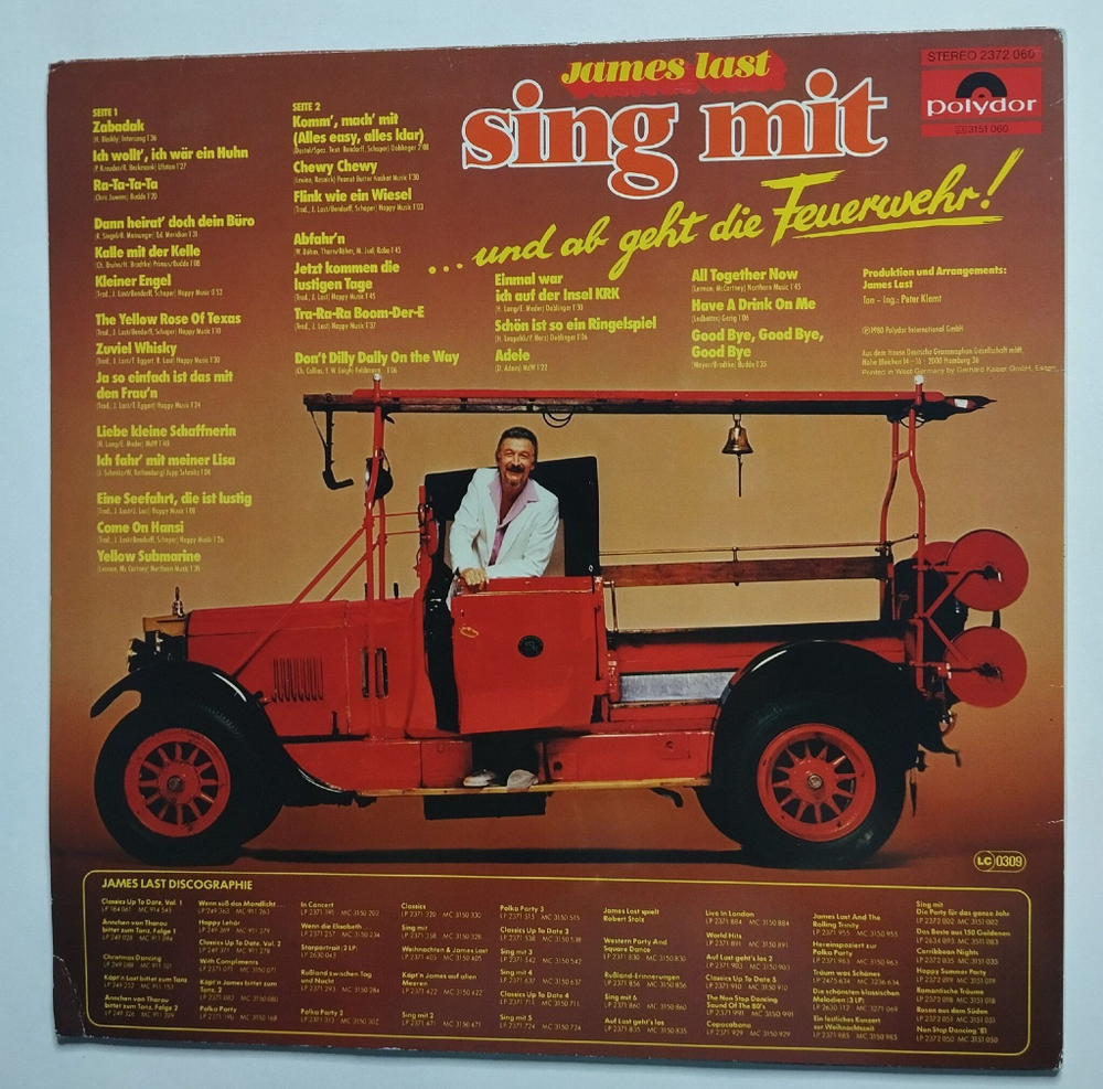 Винтажная виниловая пластинка LP James Last Sing Mit 8 Und Ab Geht Die Feuerwehr (Germany 1980)