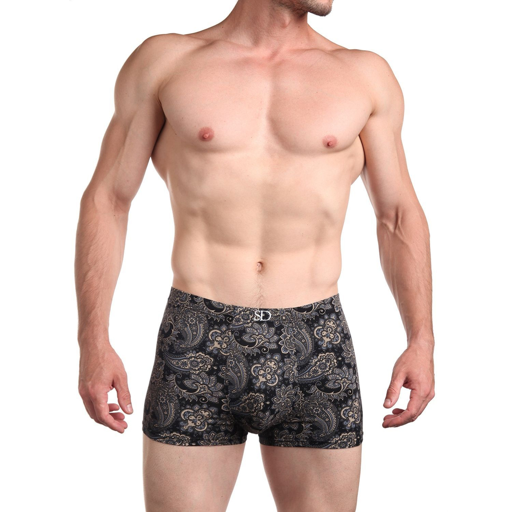 Мужские трусы-боксеры с цветочным принтом (Размер: M) (Цвет: темно-синий)