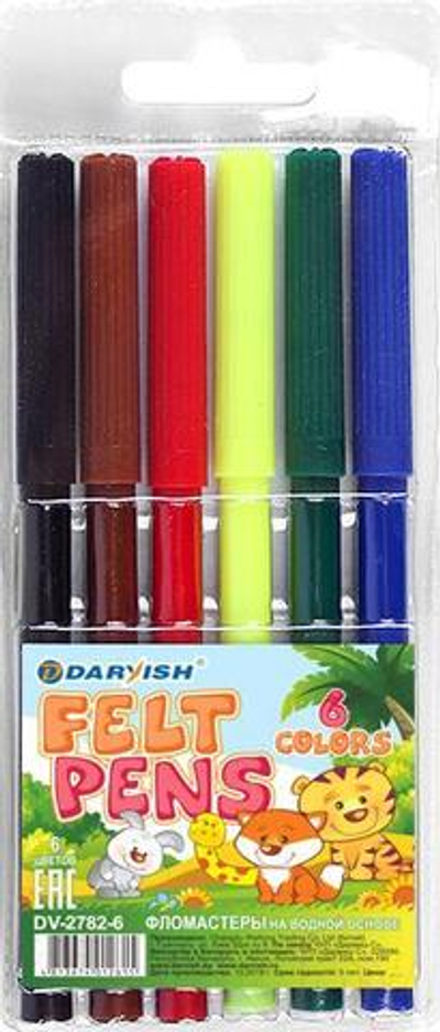 Фломастеры 6цв "Darvish" для мальчиков в картонной упаковке