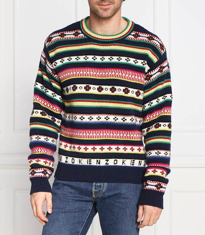 Хлопковый свитер Kenzo - темно-синий(FC65PU3173CH)