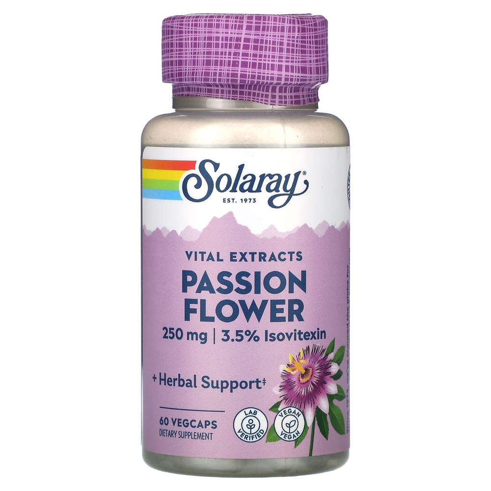 Solaray, Vital Extracts, Passion FLower, 60 растительных капсул
