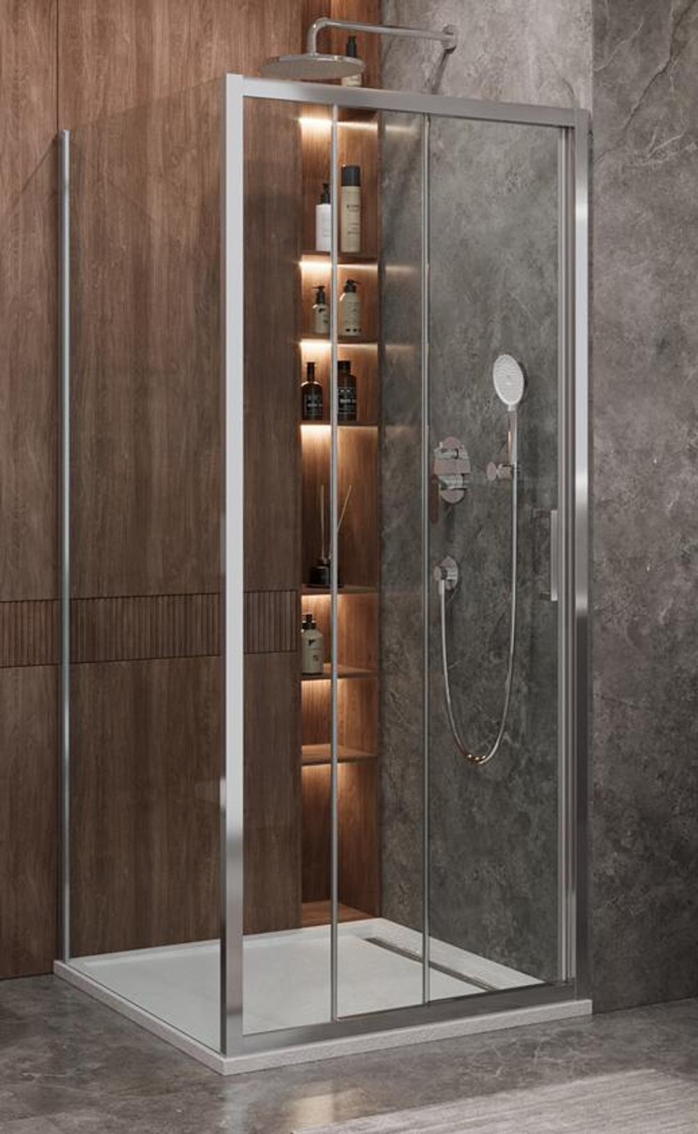 Душевой уголок Cezares MOLVENO-AF-31-100-C-CR-IV, 100х100х195, профиль хром, стекло прозрачное