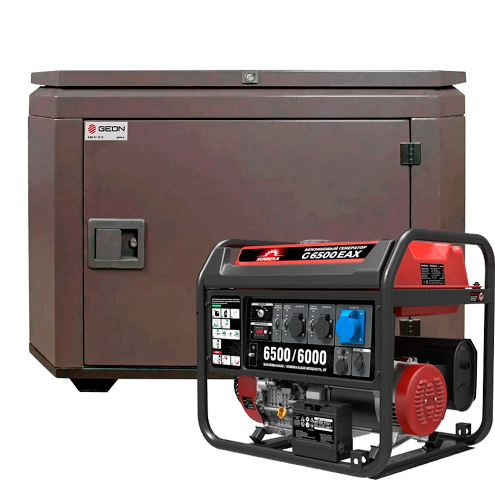 Генератор бензиновый SUNREKA G6500EAX с кожухом Geon 1200 RAL 8019