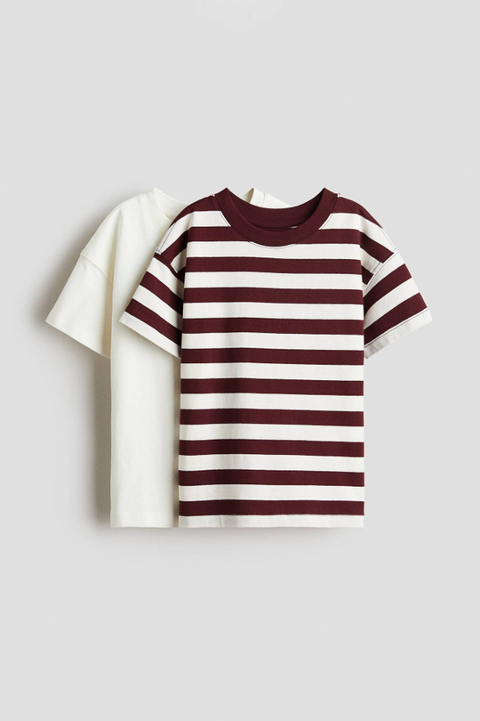 H&M Набор из 2 футболок из хлопка, белый/красный