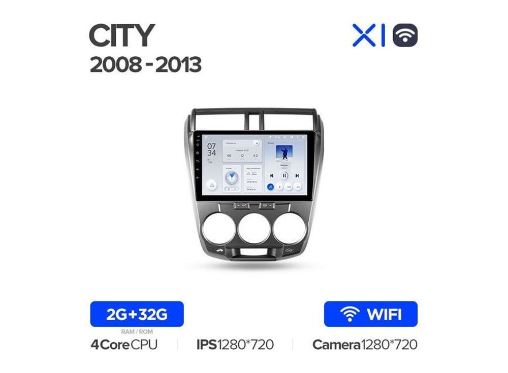 Магнитола Teyes X1 2-32 Wi-Fi Honda City 2008 — 2013 10.2&quot;
