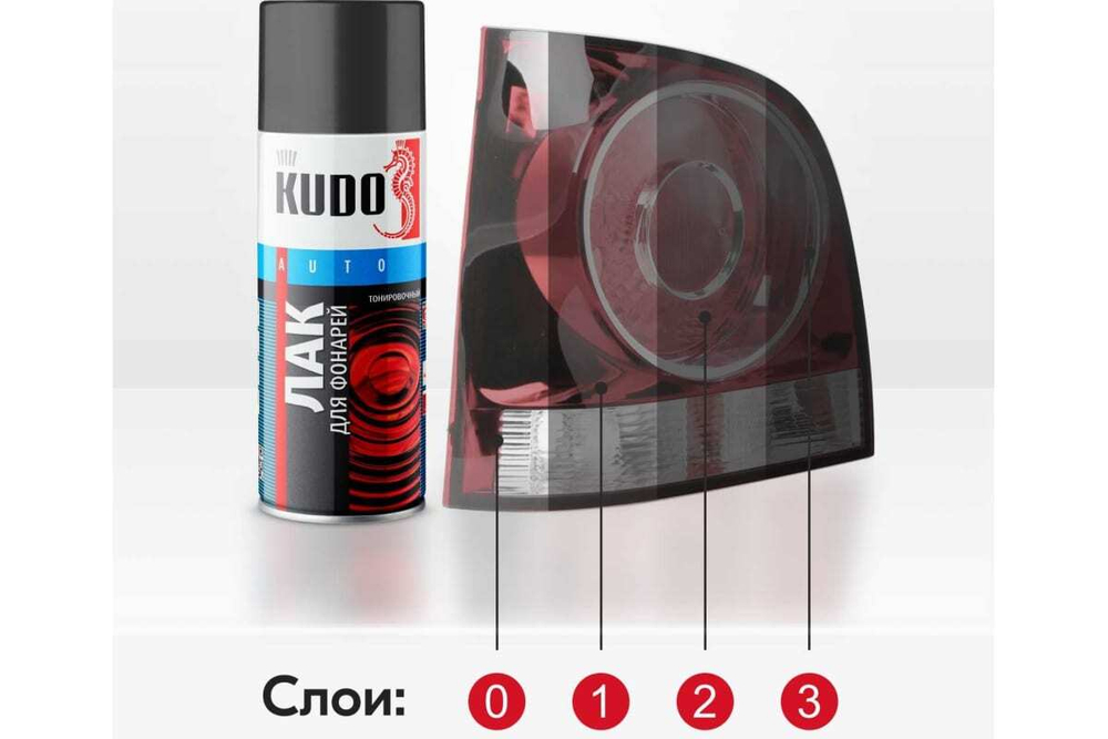 Лак-аэрозоль Kudo черный 520мл для тонировки фар
