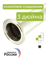 Царга под кламп 3 дюйма, 100 см (нержавеющая сталь AISI 304)