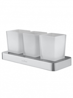 Три стакана для зубных щеток с держателем WONZON & WOGHAND LOTTE, Хром (WW-8338)