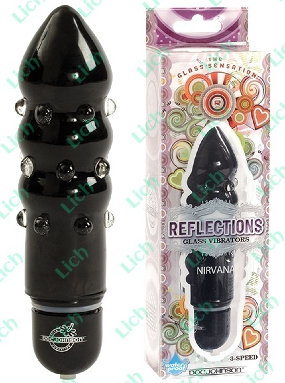 Черный вибратор из стекла REFLECTIONS NIRVANA