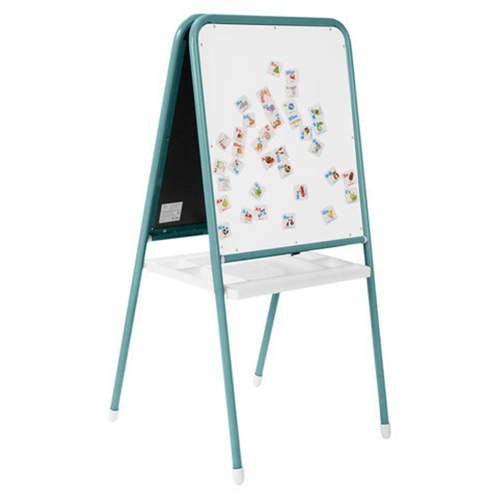 Доска-мольберт двусторонняя для мела и магнитно-маркерная (48х53 см), бирюзовая/белая, ДЭМИ МДУ.06