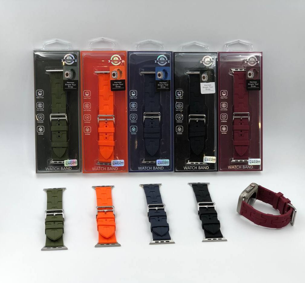 Силиконовый ремешок в стиле Hermes для Apple Watch 42-44-45-49